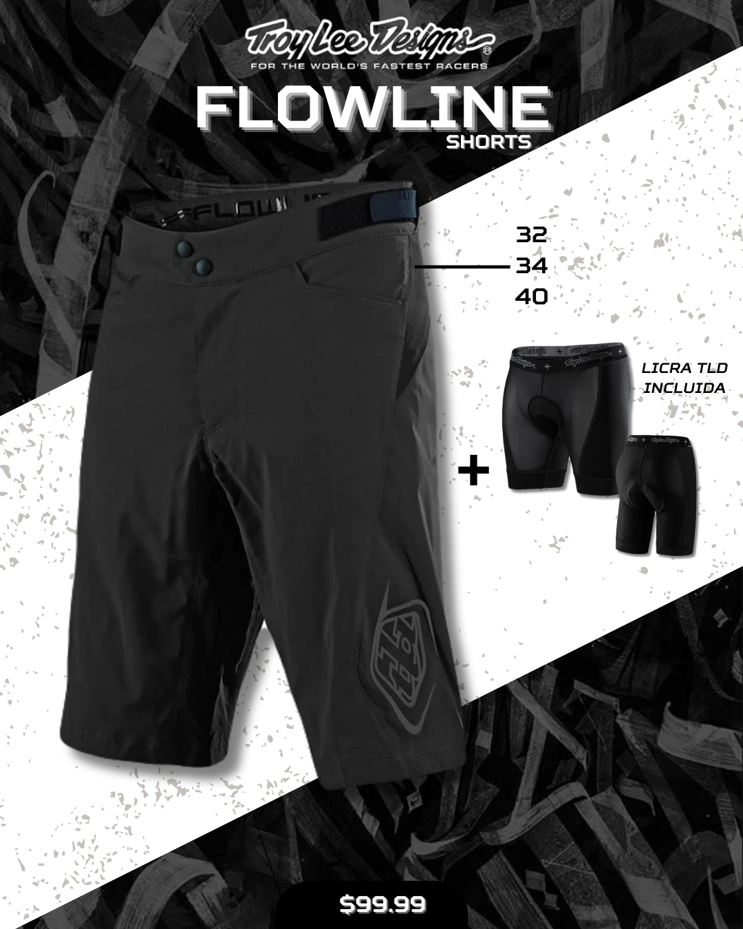 Shorts Troy Lee Designs Flowline con licra TLD incluida