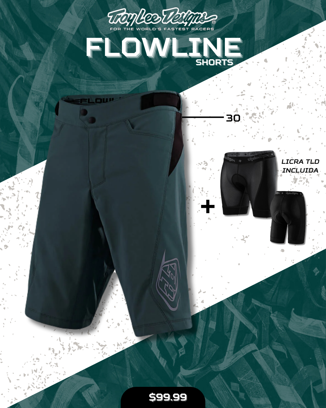 Shorts Troy Lee Designs Flowline con licra TLD incluida