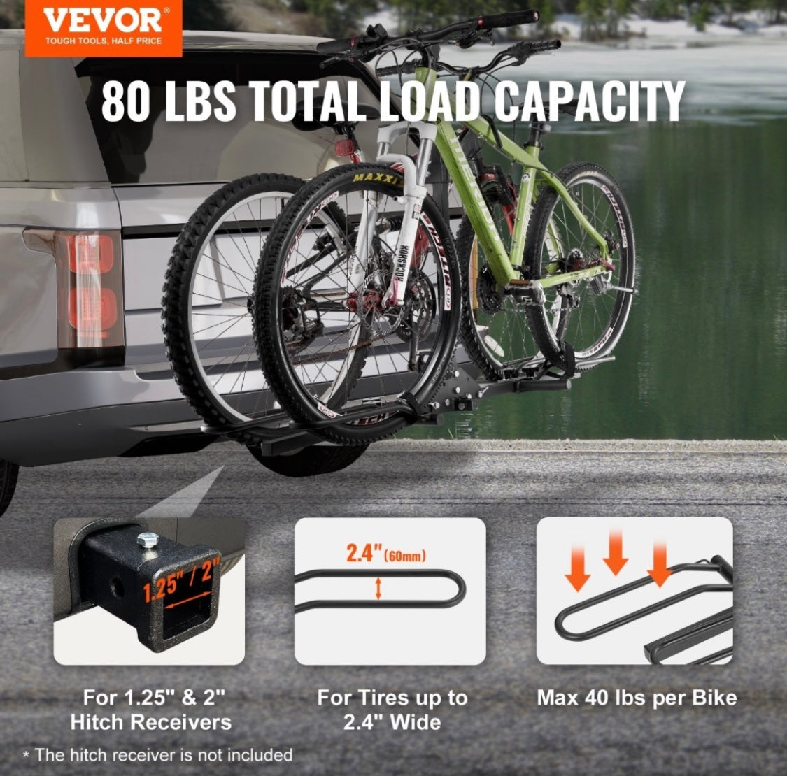 Racks para bicicleta de Hitch Vevor Cap. 80lbs