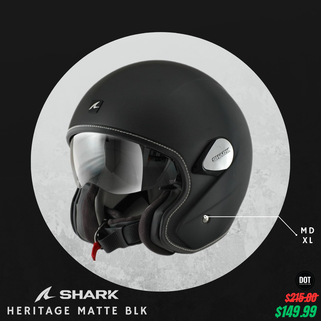 Casco Shark Heritage Blank Matte Black