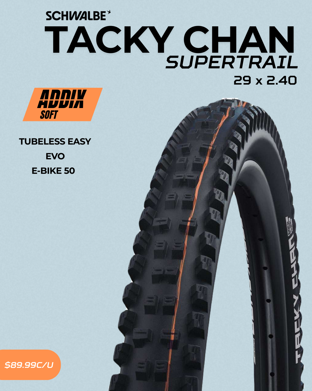 Llantas Schwalbe Tacky Chan Supertrail Soft 29x2.40
