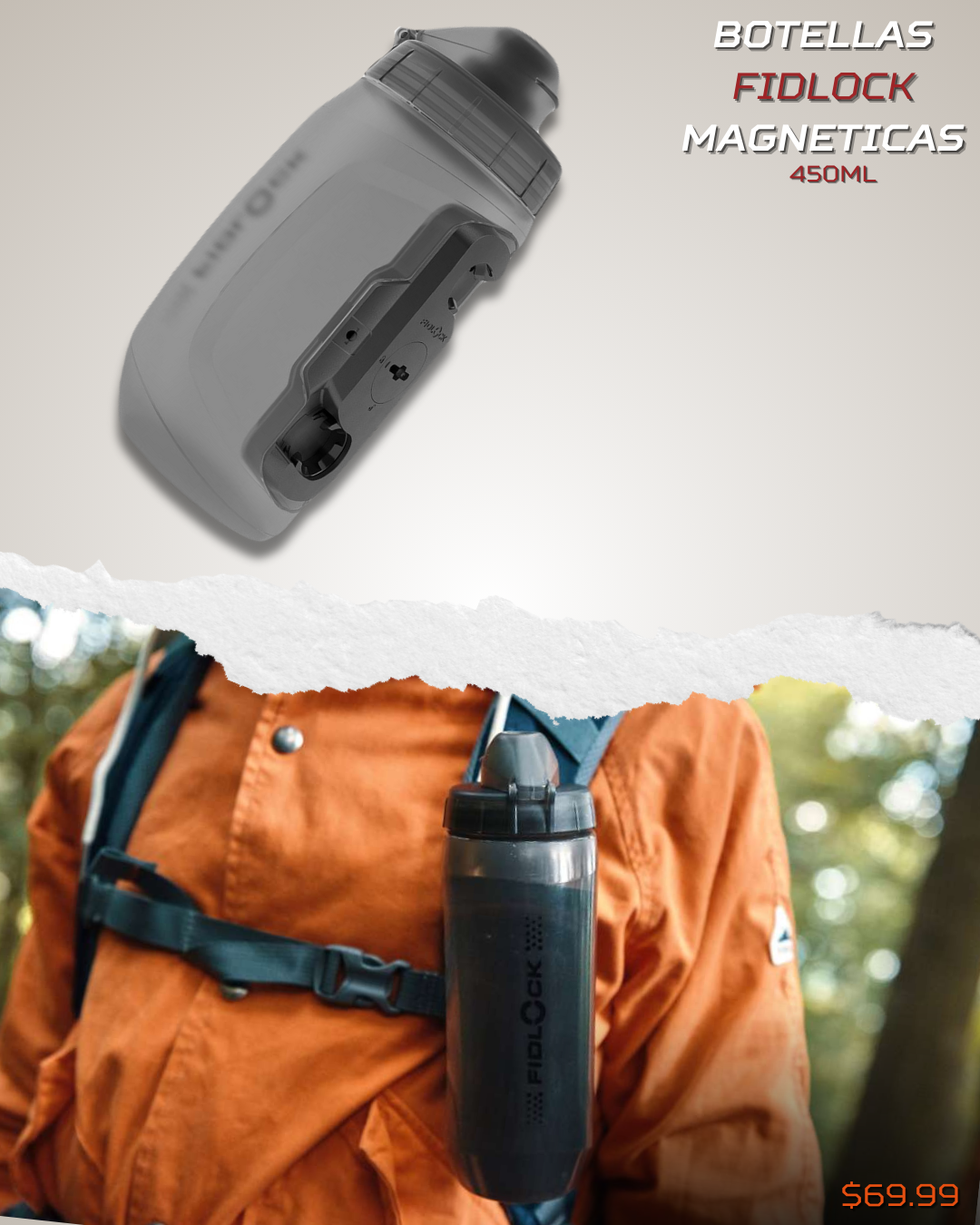 Botellas Magneticas Fidlock 450ml para mochilas/bolsos