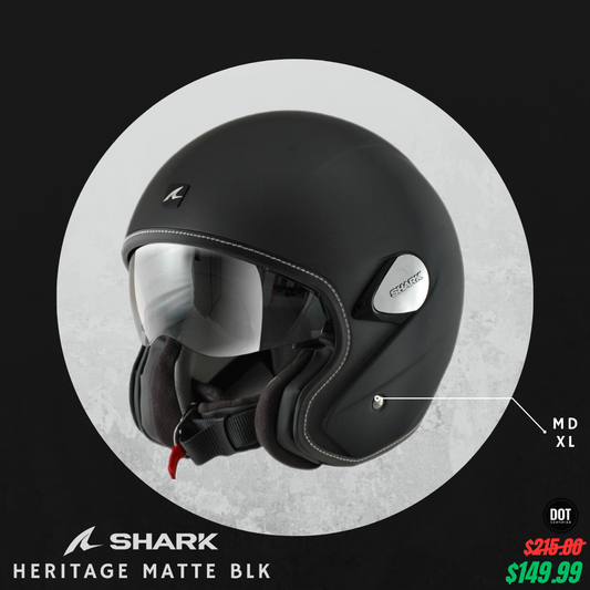 Casco Shark Heritage Blank Matte Black