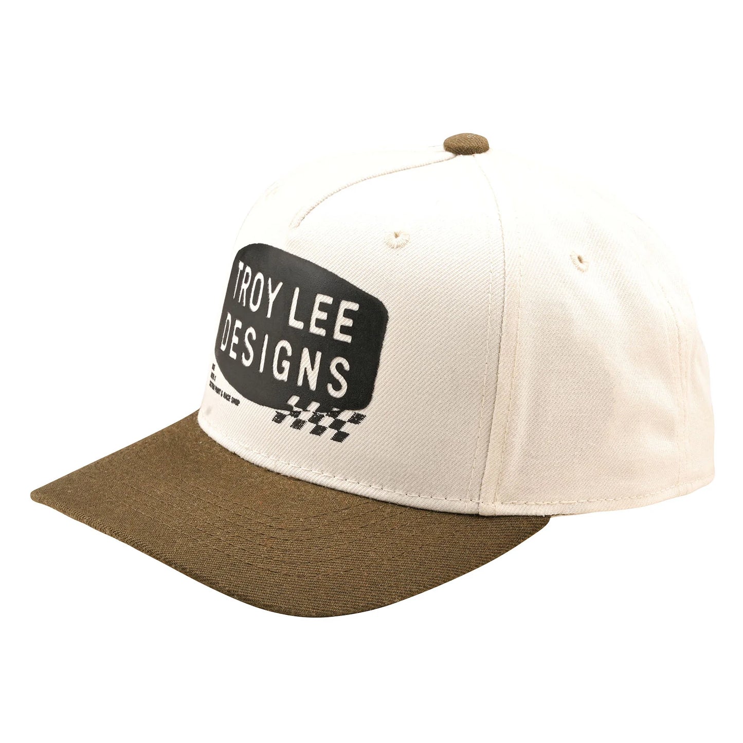 Gorra Troy Lee Designs 2025 Curved Snapback Hat Stamp White/Olive Vintage