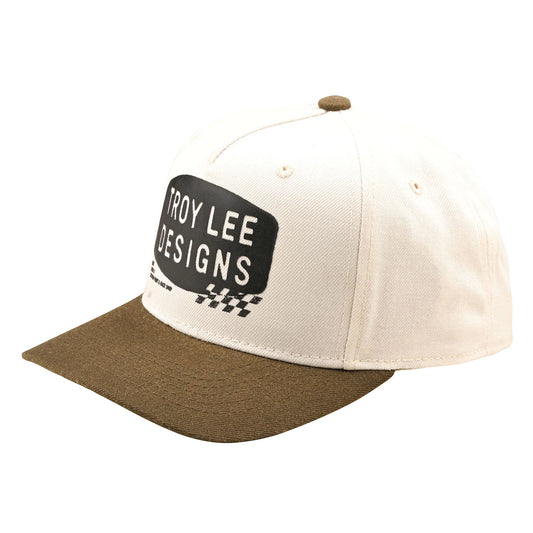 Gorra Troy Lee Designs 2025 Curved Snapback Hat Stamp White/Olive Vintage